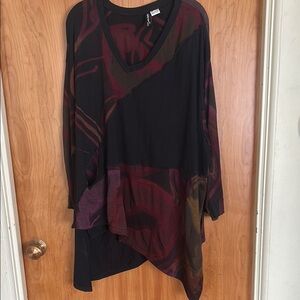 Boho Chic Black and Burgundy Tunic